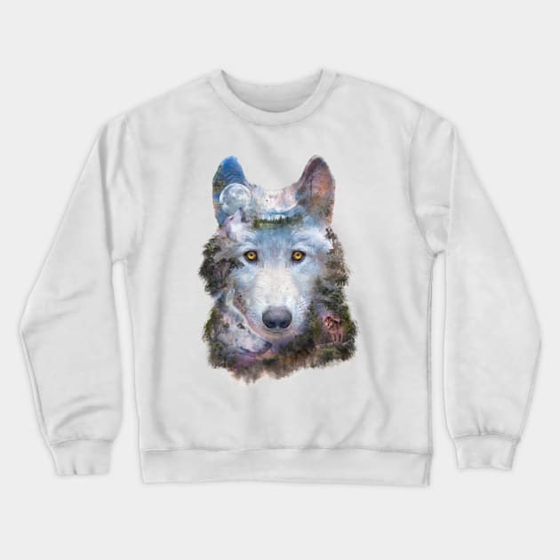 Wolf Moon Surreal Crewneck Sweatshirt by barrettbiggers